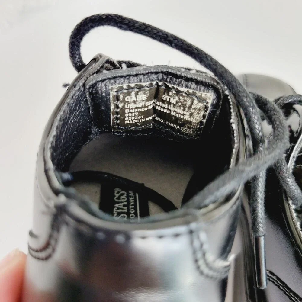 Deer Stags Kids Gabe Black Patent Leather‎ Lace Up Dress Shoes 5tm